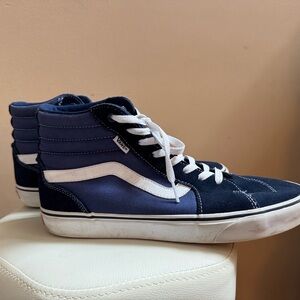 Vans Navy and White High-Top Sneakers